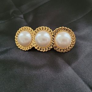 Made in France Vintage Hair Barrette FRENCH PEARL HAIR BARRETTE IN GOLD
